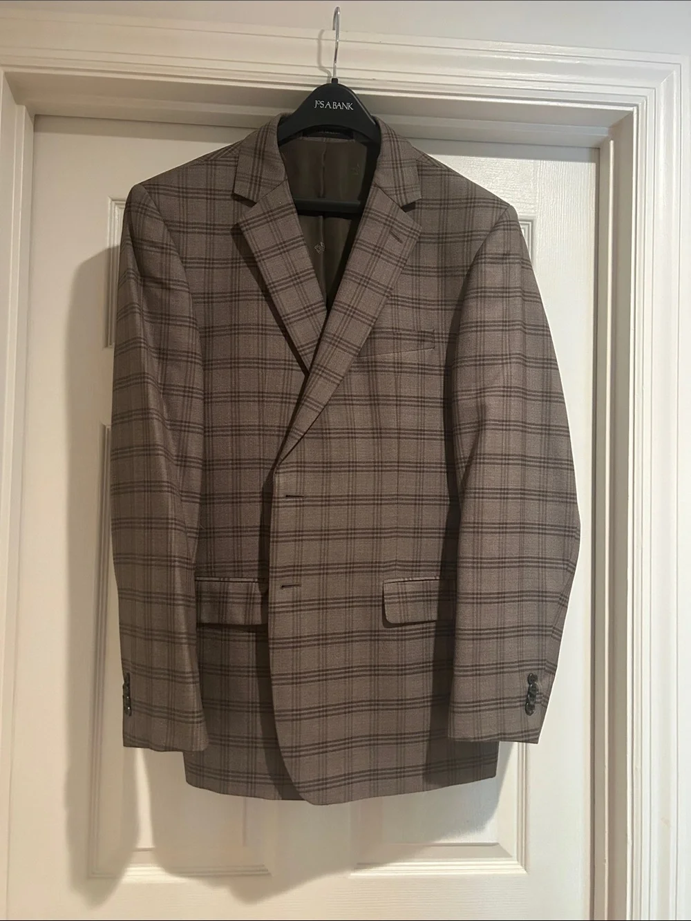 Jos. A. Bank Brown Plaid Sport Coat with Subtle Check